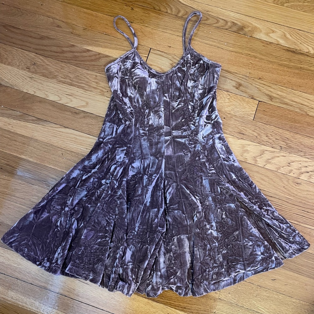 Cotton Candy LA Purple Crushed Velvet Skater Mini Dress
